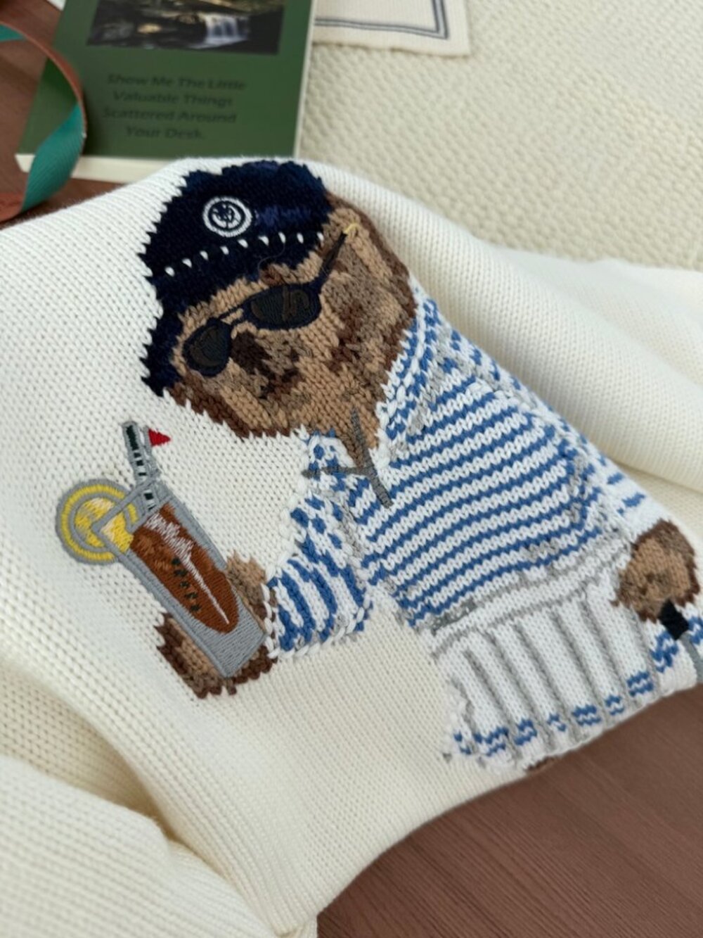 Polo Ralph Lauren Cream Golf Polo Bear Knit Sweater - Picture 6 of 8